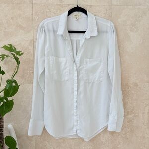 Cloth & Stone Tencel Button Down Shirt White Long Sleeve Size M